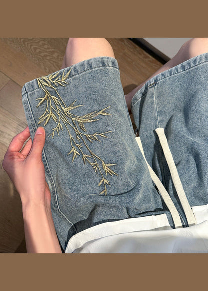 Diy Black Embroideried Pockets Denim Shorts Apparel Summer