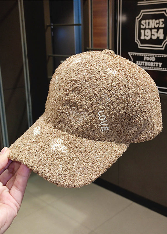 Diy Black Letter Embroidery Woolen Baseball Cap Hat