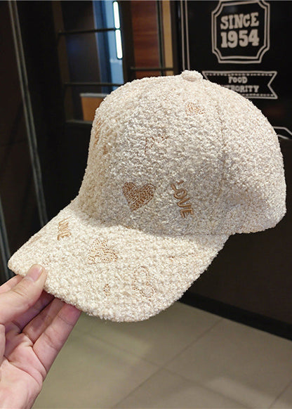 Diy Black Letter Embroidery Woolen Baseball Cap Hat