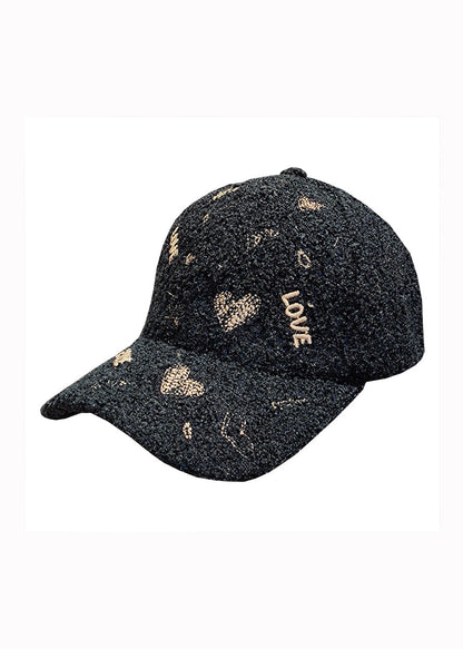 Diy Black Letter Embroidery Woolen Baseball Cap Hat