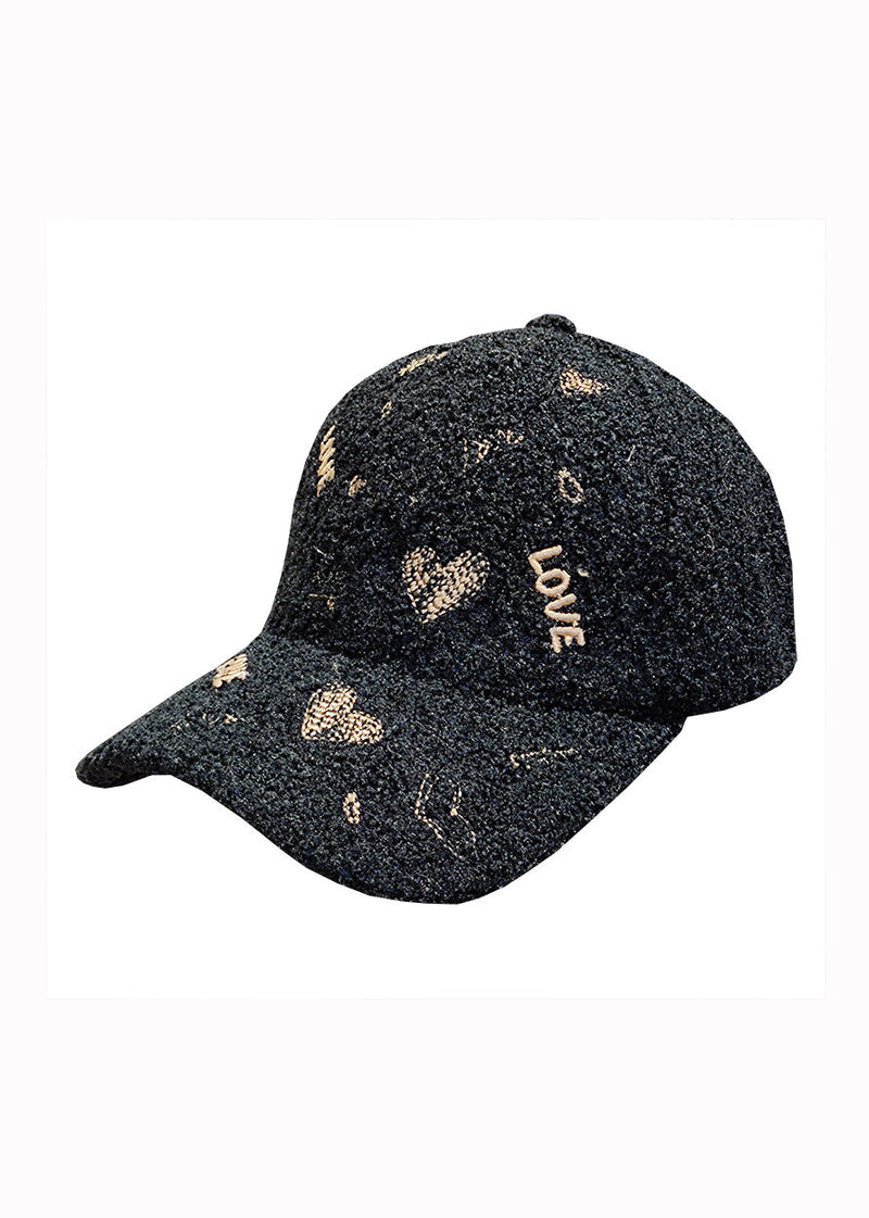Diy Black Letter Embroidery Woolen Baseball Cap Hat