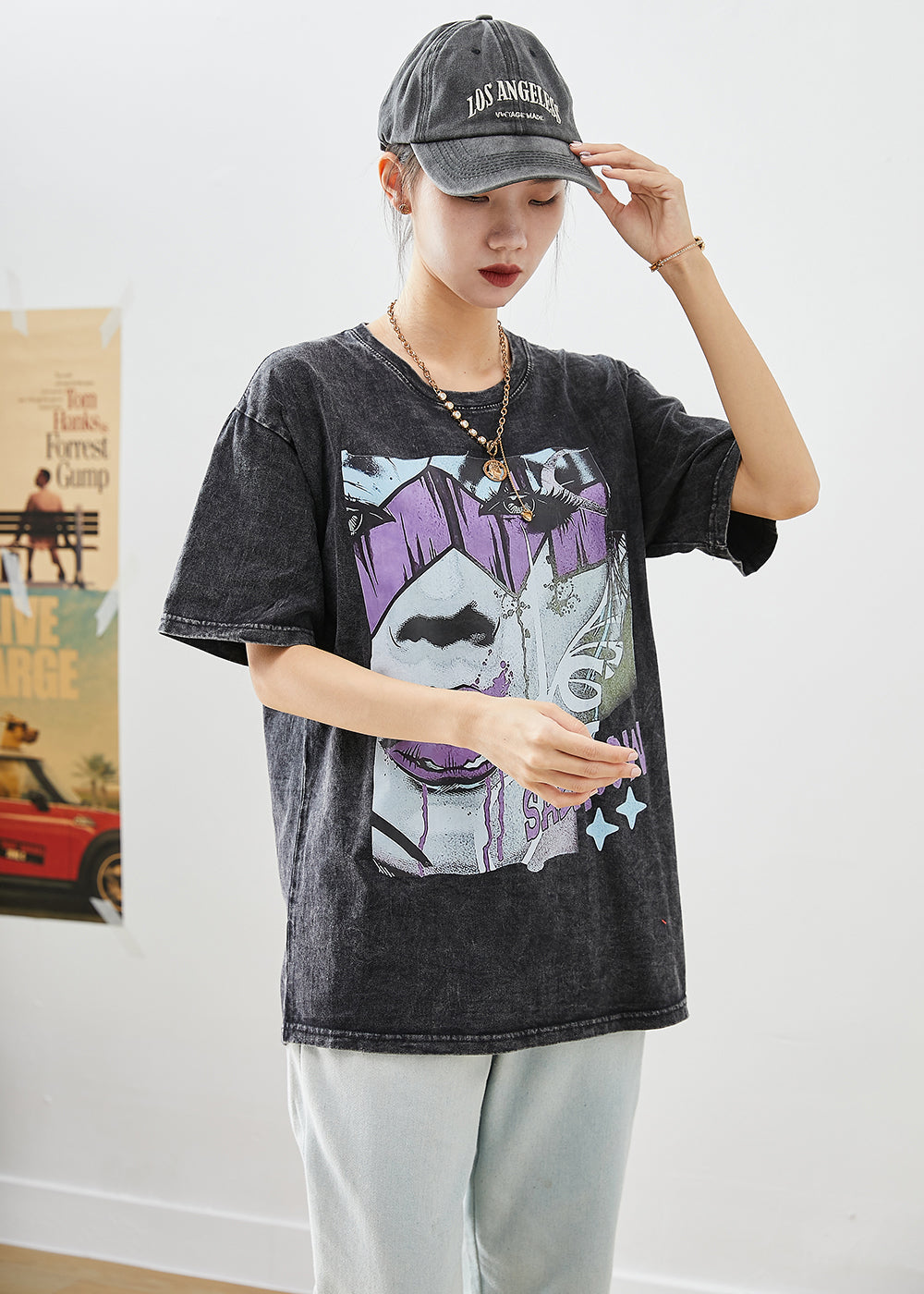 Diy Black Oversized Print Cotton Sweatshirts Tops Summer