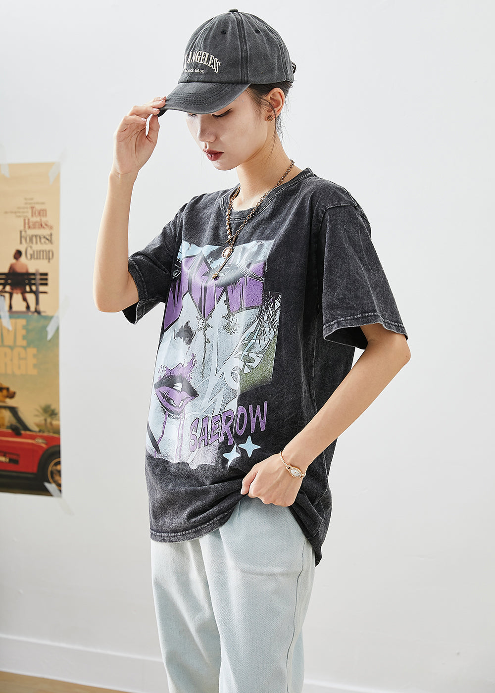 Diy Black Oversized Print Cotton Sweatshirts Tops Summer