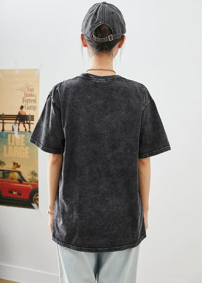 Diy Black Oversized Print Cotton Sweatshirts Tops Summer