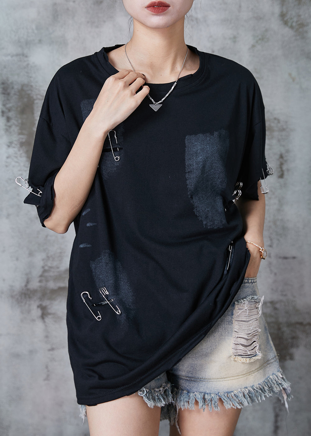 Diy Black Oversized Tie Dye Cotton Ripped Tanks Summer
