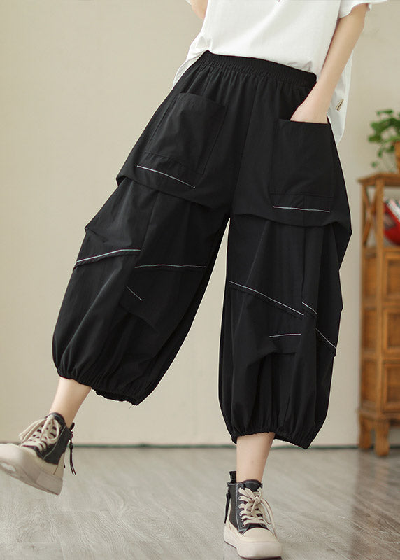 Diy Black Patchwork Lantern Pants Summer