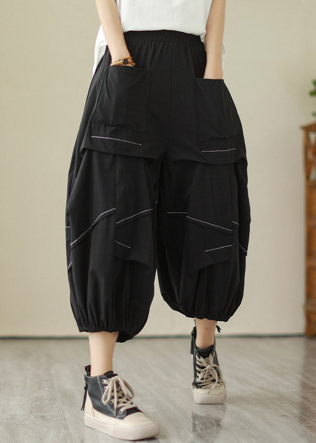 Diy Black Patchwork Lantern Pants Summer