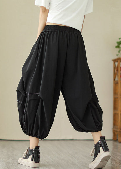 Diy Black Patchwork Lantern Pants Summer