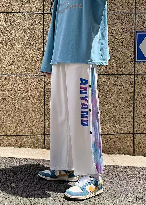 Diy Black Pockets Graphic Patchwork Cotton Pants Summer