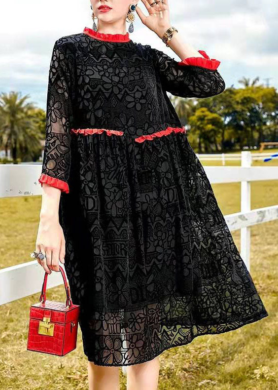 Diy Black Ruffled Velour Dress Spring