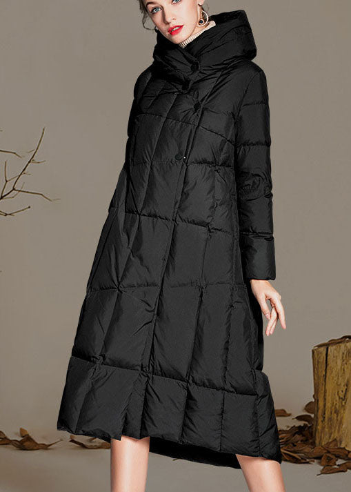 Diy Black Turtleneck Button Asymmetrical Winter Duck Down Coat