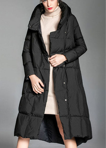 Diy Black Turtleneck Button Asymmetrical Winter Duck Down Coat