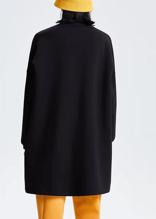 Diy Black Cotton Blouse Asymmetrical Design Dresses Loose Shirts