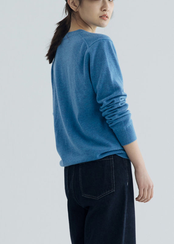 Diy Blue Cozy Woolen Knit Cardigans Long Sleeve