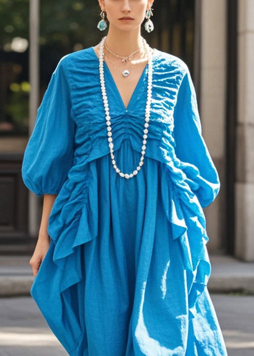 Diy Blue Oversized Wrinkled Cotton Dress Bracelet Sleeve