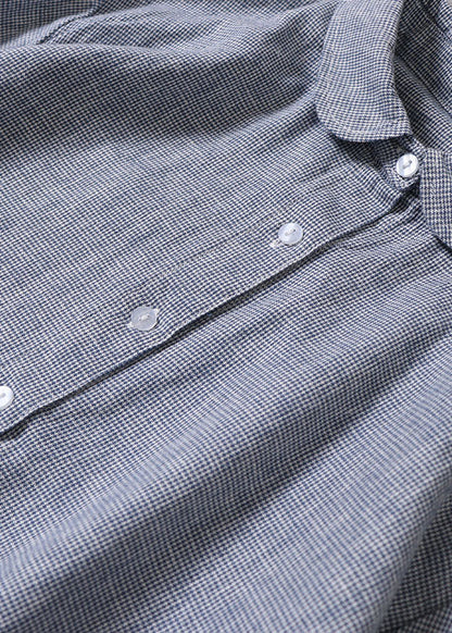 Diy Blue Peter Pan Collar Button Cotton Vacation Dresses Long Sleeve