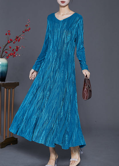 Diy Blue V Neck Exra Large Hem Cotton Vacation Dresses Spring