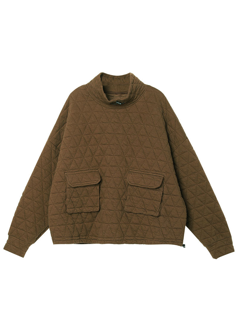 Diy Brown Pockets Fine Cotton Filled Winter Top