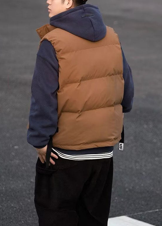 Diy Brown Zip Up Warm Fine Cotton Filled Vest Clothing Winter