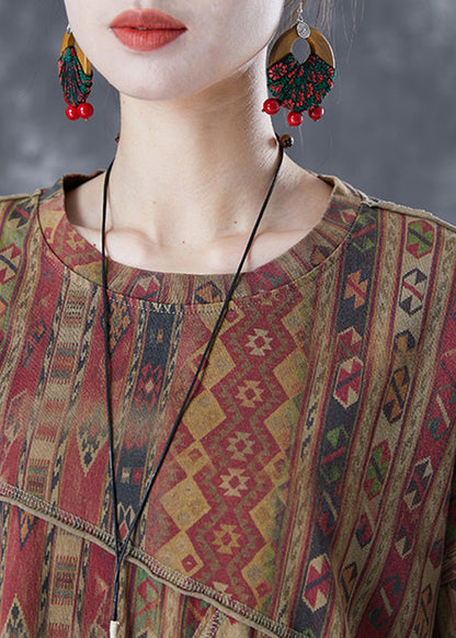 Diy Coffee Asymmetrical Patchwork Print Cotton Top Summer