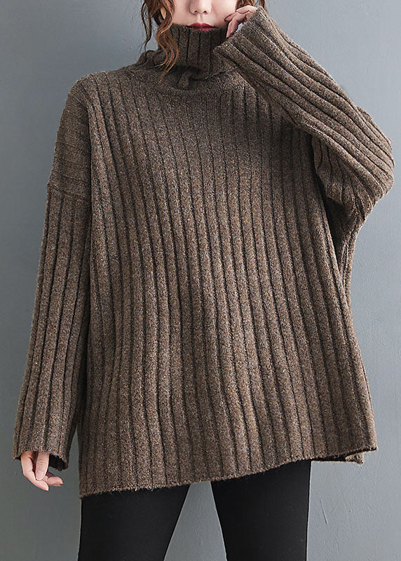 Diy Chocolate Turtle Neck Thick Knit Sweaters Winter