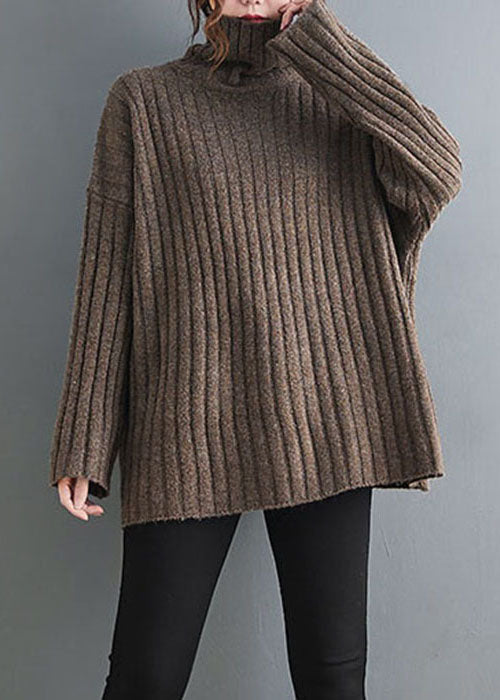 Diy Chocolate Turtle Neck Thick Knit Sweaters Winter