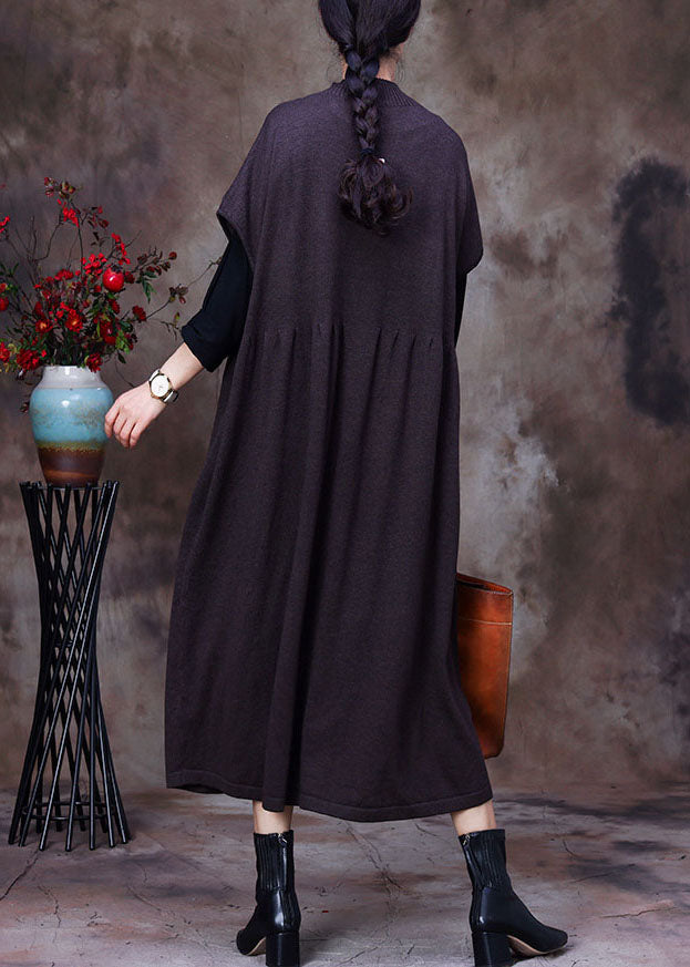 Diy Chocolate Wool Knit Patchwork Fall Bat Wing Sleeve Dresses