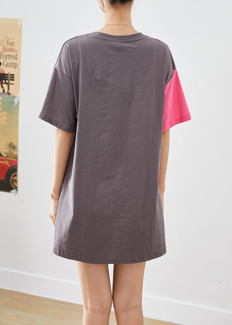 Diy Colorblock Asymmetrical Patchwork Letter Print Cotton Long Tanks Summer