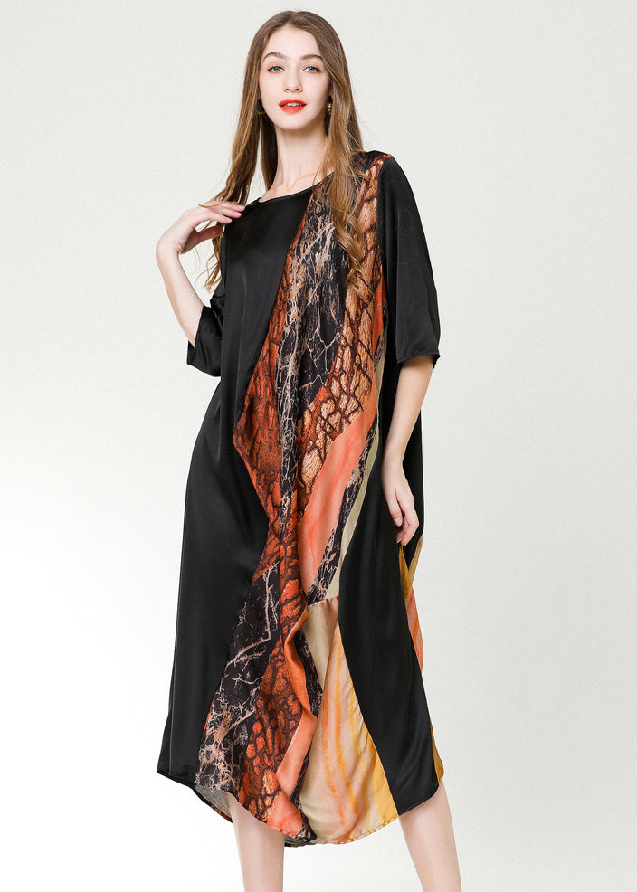 Diy Colorblock Asymmetrical Patchwork Print Chiffon Party Dress Summer