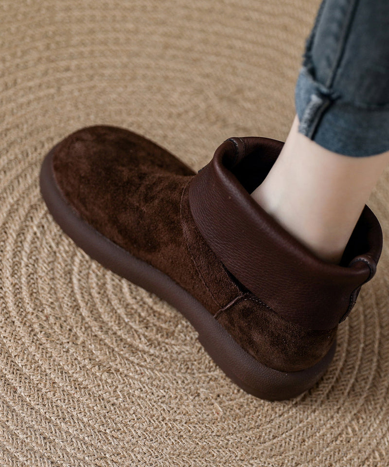 Diy Comfortable Splicing Platform Boots Camel Suede