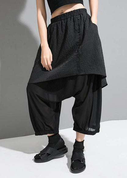 Diy Cotton Fun Striped Cotton Ankle-length Wide Leg Pants