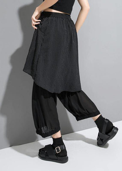 Diy Cotton Fun Striped Cotton Ankle-length Wide Leg Pants