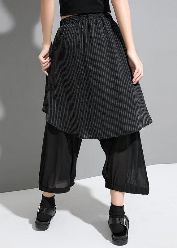 Diy Cotton Fun Striped Cotton Ankle-length Wide Leg Pants