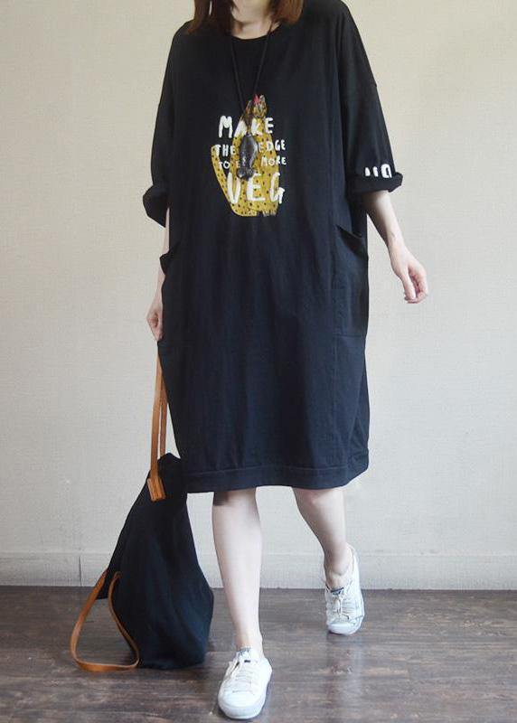 Diy Cotton Metropolitan Museum Round Neck Printed Cotton Dress