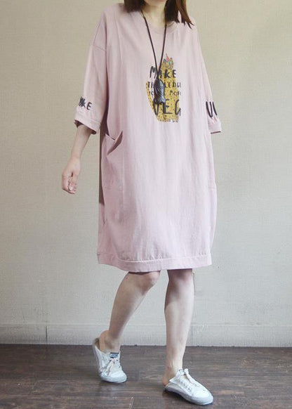 Diy Cotton Metropolitan Museum Round Neck Printed Cotton Dress