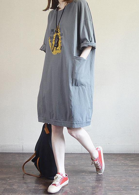 Diy Cotton Metropolitan Museum Round Neck Printed Cotton Dress