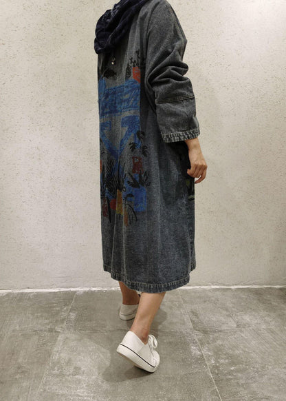 Diy Dark Gray Baggy Hooded Coat