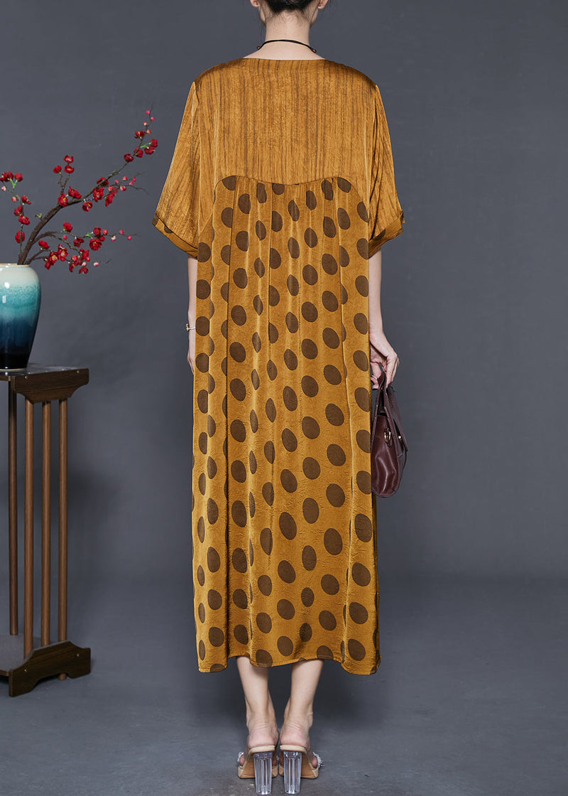 Diy Golden Oversized Patchwork Silk Maxi Dresses Summer