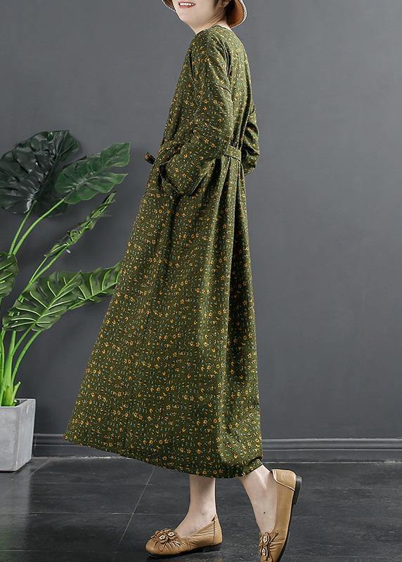 Diy Green Print Quilting Clothes V Neck Maxi Dresses