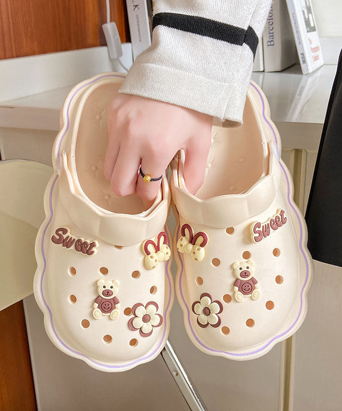 Diy Hollow Out Splicing White Beach Slide Sandals