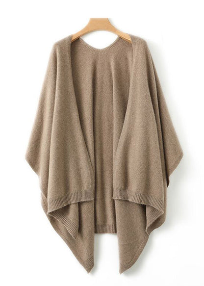 Diy Khaki Oversized Knit Shawl Cardigans Spring