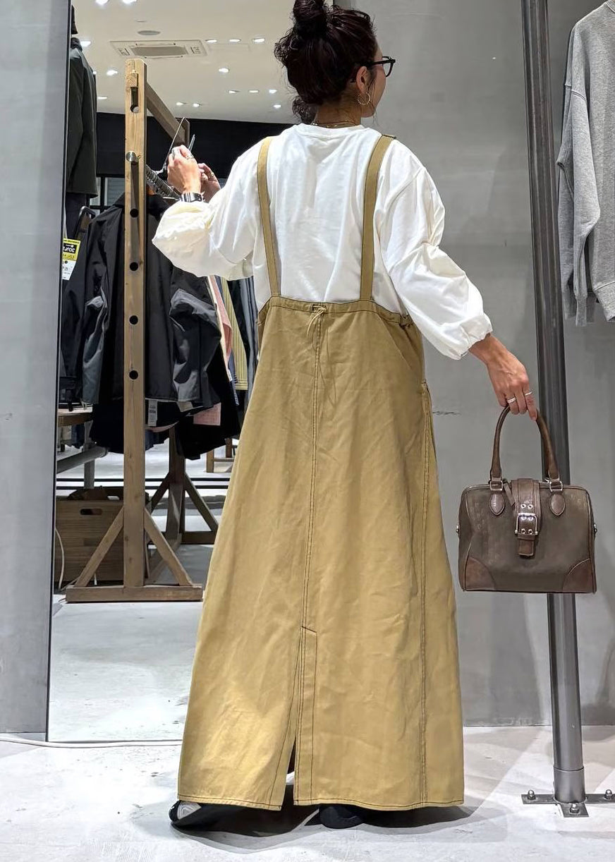Diy Khaki Oversized Pockets Denim Cami Dress Summer