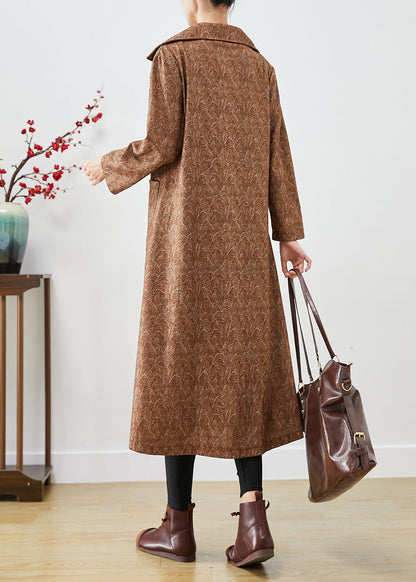 Diy Khaki Oversized Print Cotton Trench Coats Fall