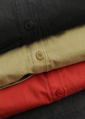 DIY Lapel Asymmetric Shirts Sleeve Khaki Shirt