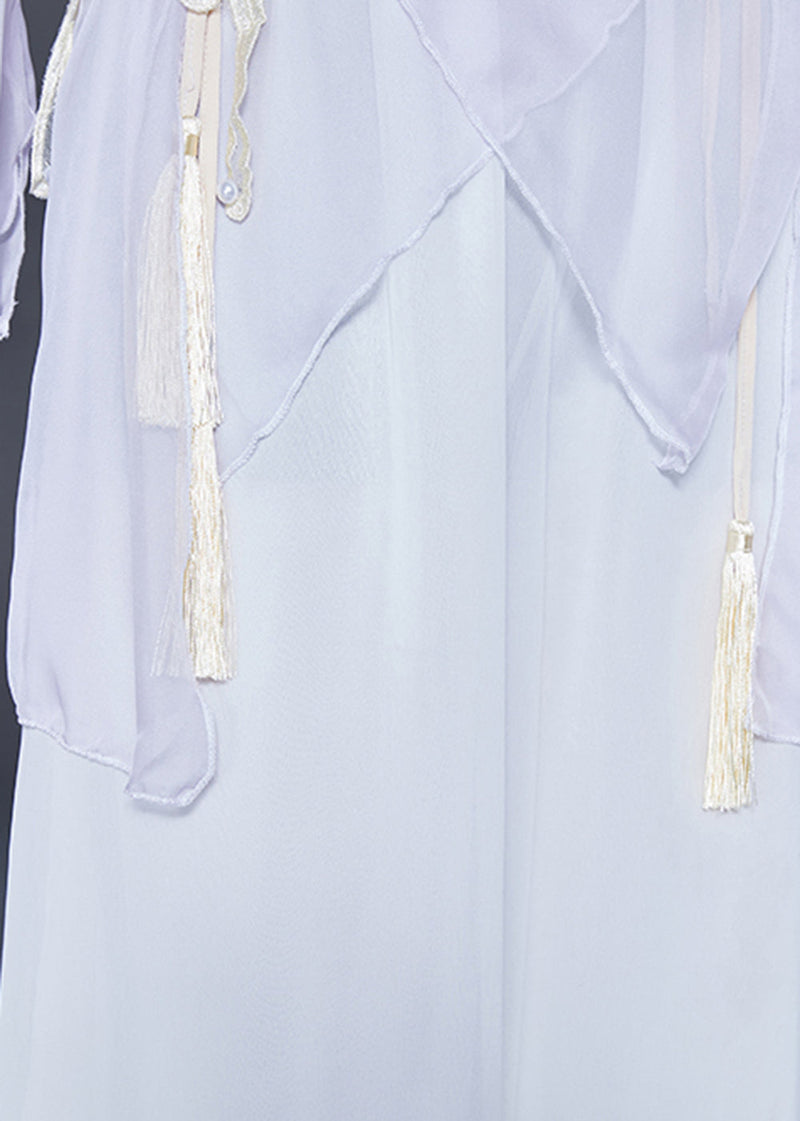 Diy Light Purple Asymmetrical Butterfly Lace Up Tulle Top Summer