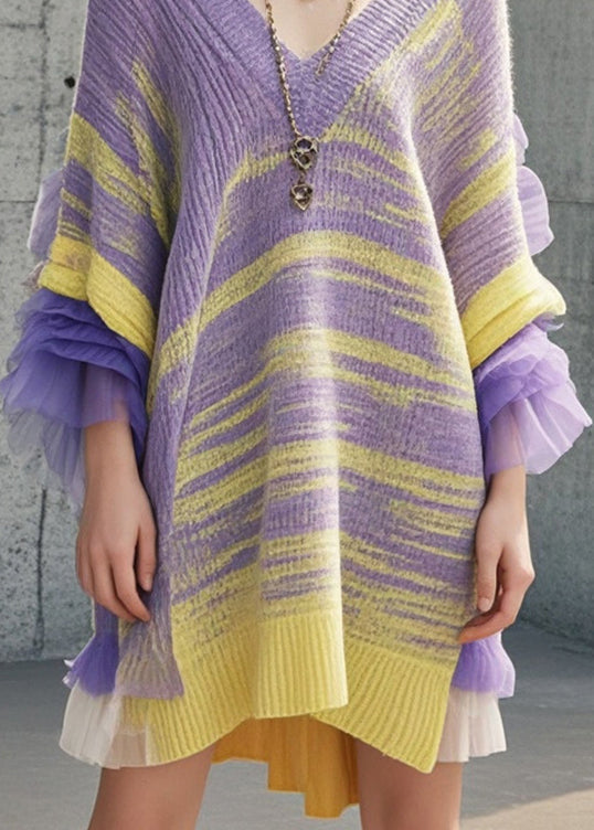 Diy Multicolor Tie Dye Patchwork Tulle Sweater Dress Fall