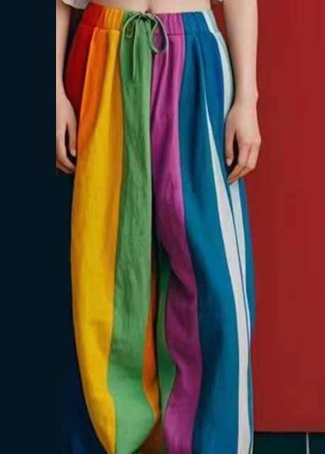 Diy Multicolour Oversized Linen Wide Leg Pants Spring