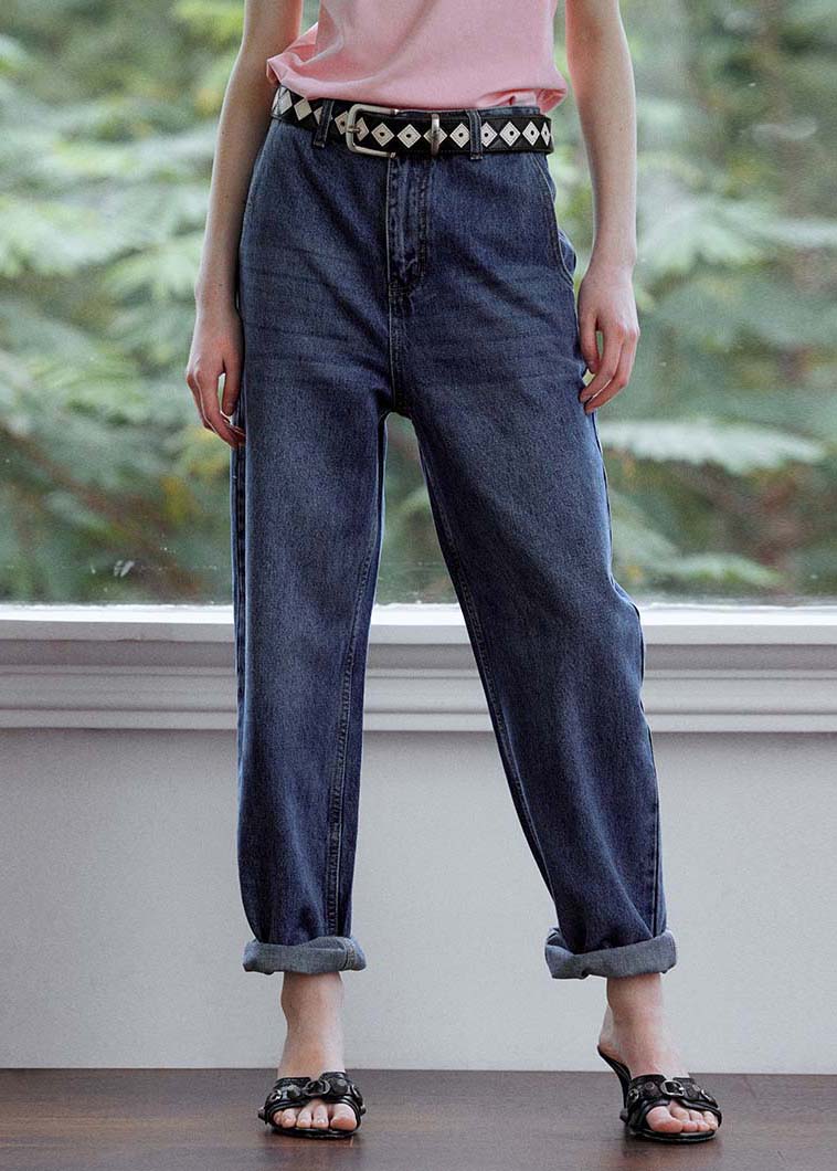 Diy Navy Oversized High Waist Denim Pants Summer