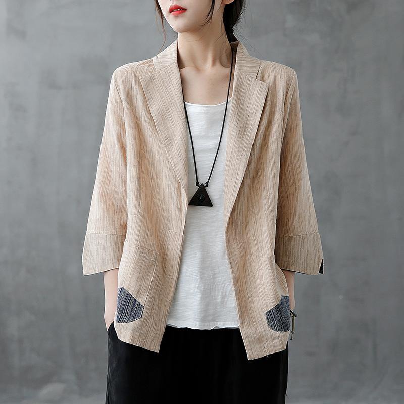 Diy Notched Pockets Clothes for Outfits Khaki Coats