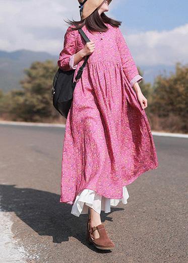 Diy O Neck Exra Large Hem Summer Tunic Design Red Print Traveling Dresses
